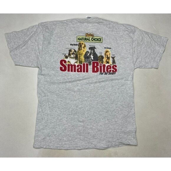 VINTAGE Nutro Natural Choice Small Bites Dog Food T-shirt Men Large Gray 90s - Picture 1 of 6